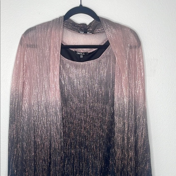 NWT David's Bridal Onyx Crinkled Ombre Plus Size Three-Piece Pantsuit - Picture 6 of 15